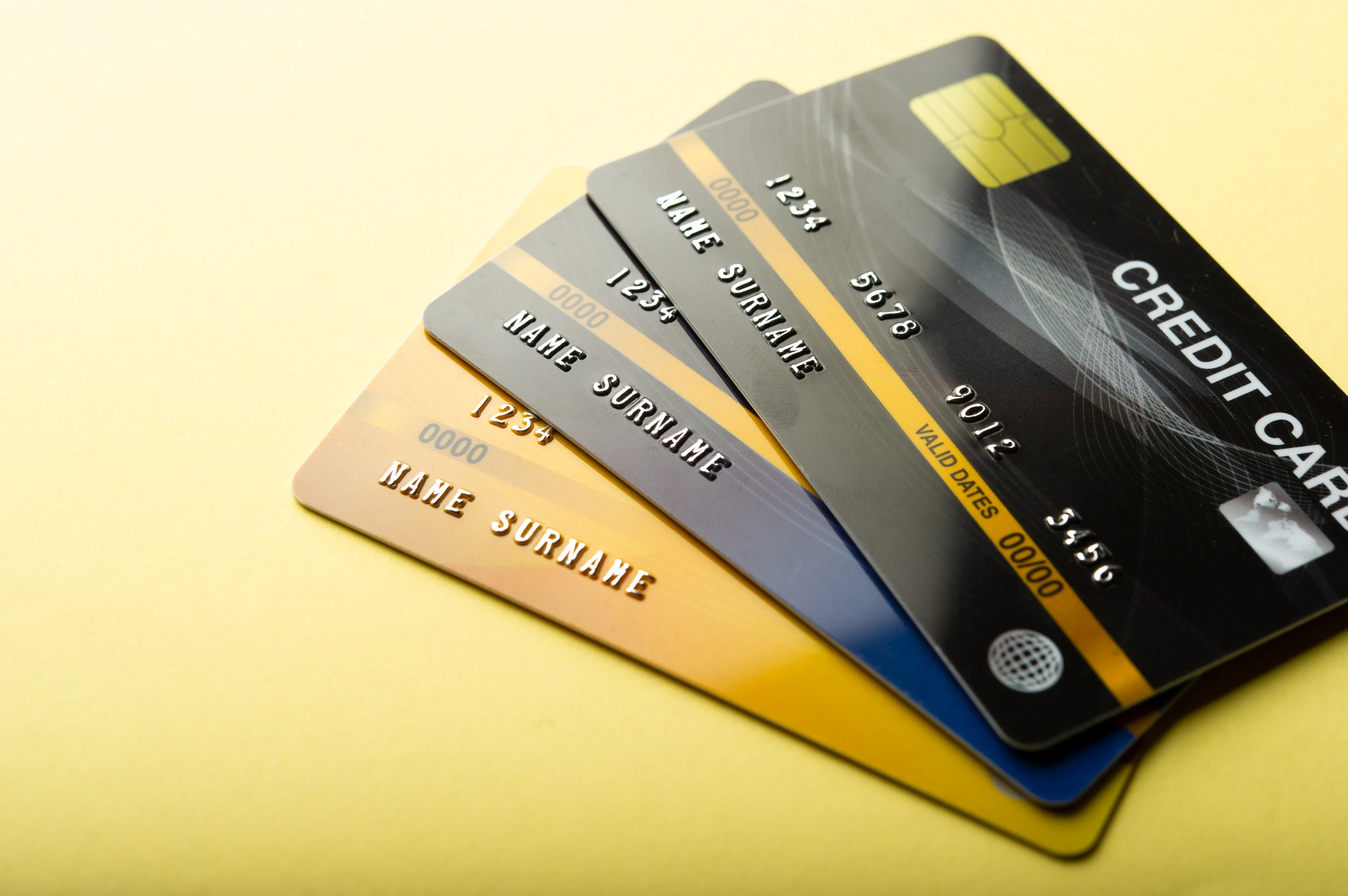 Credit card, cash card, financial business card Business card and online business