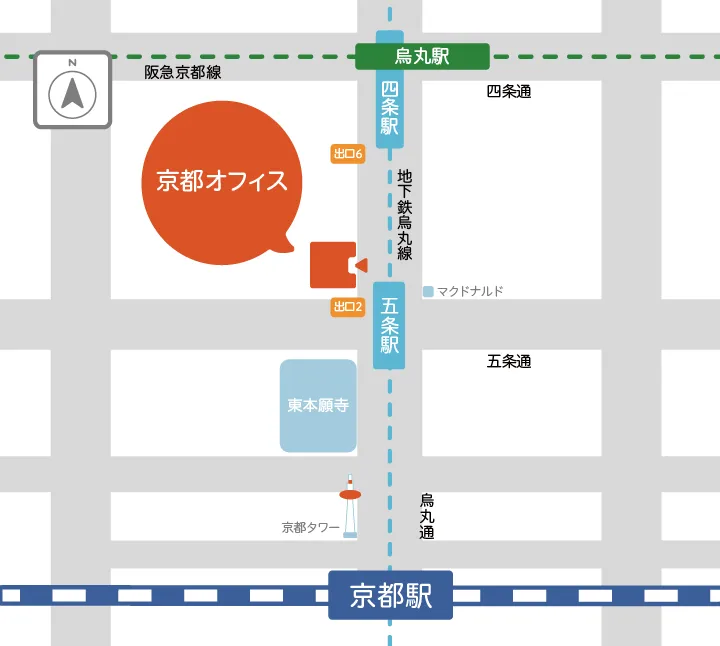 京都オフィスの地図