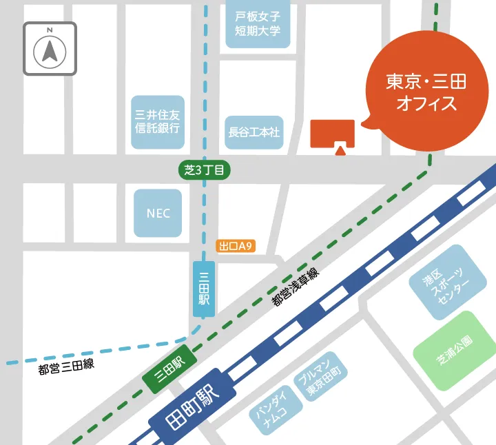 東京・三田オフィスの地図