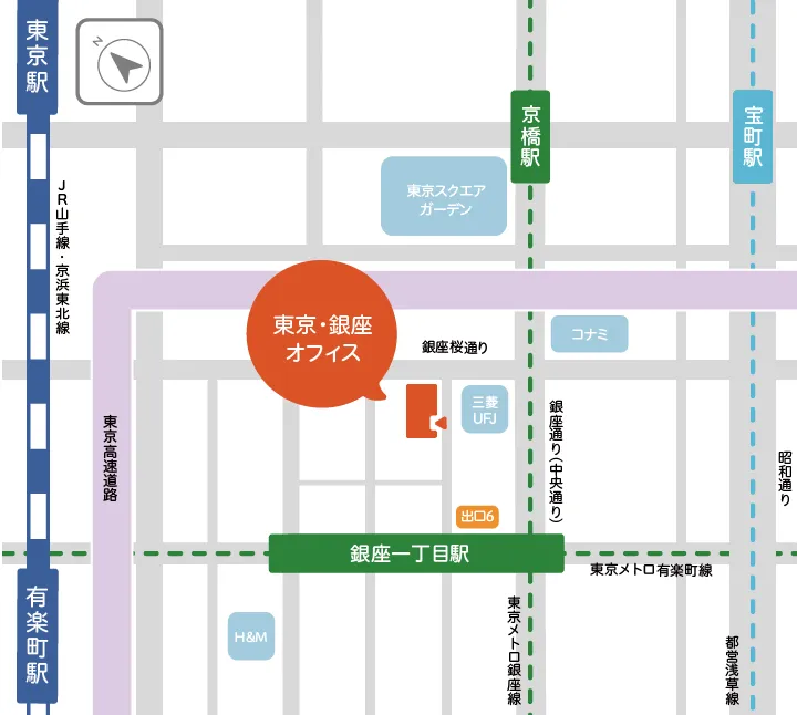 東京・銀座オフィスの地図