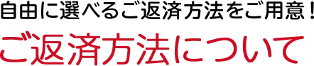 自由に選べるご返済方法をご用意！ご返済について