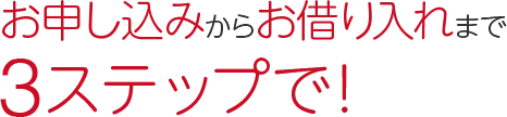 お申し込みからお借り入れまで３ステップで！