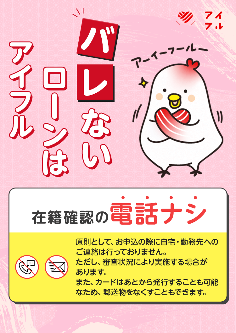 バレずにお金を借りるならアイフルのカードローン！原則、自宅・職場への電話連絡・郵送物なし。