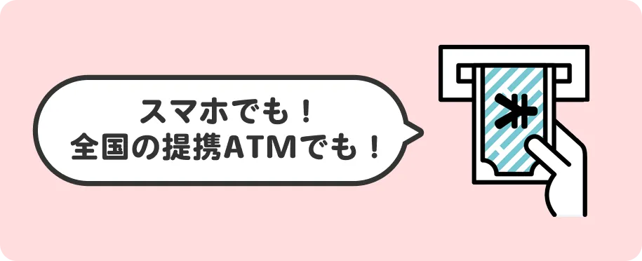 スマホでも！全国の提携ATMでも！