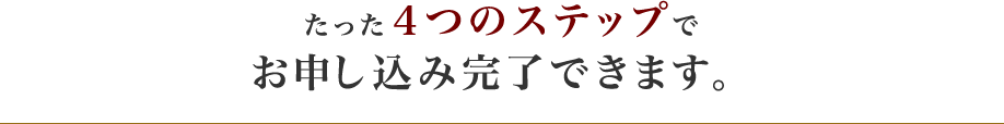 たった４つのステップでお申し込み完了できます。