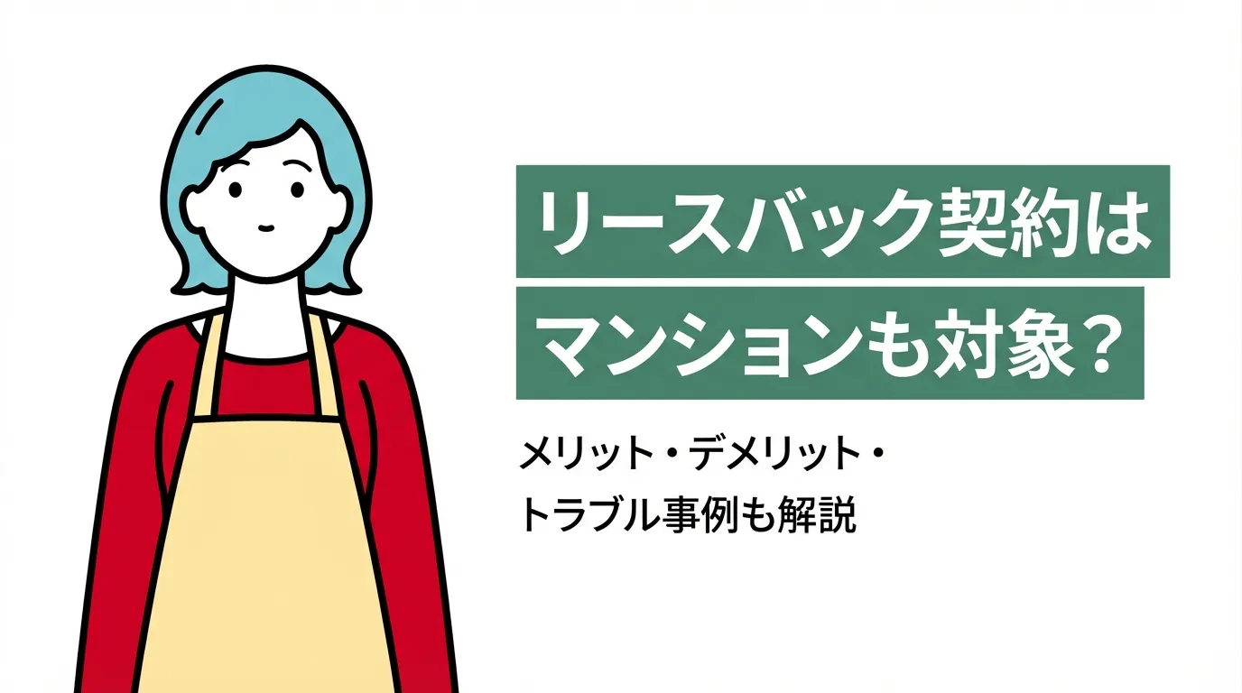 リースバック契約はマンションも対象？メリット・デメリット・トラブル事例も解説